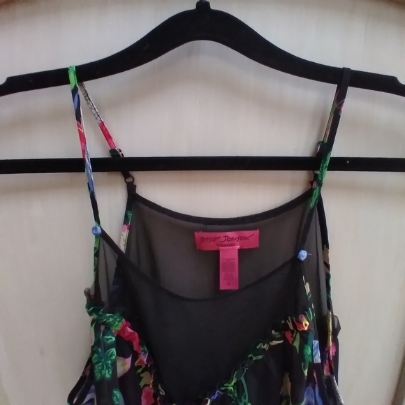 Besty Johnson Intimates Nightgown Womens Size S  Spaghetti Straps Black Floral - Picture 3 of 8